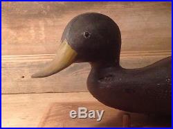 Antique vintage old wooden working Black duck decoy