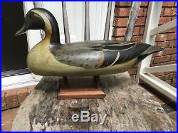 Antique vintage old wooden working Charles Perdew Illinois pintail duck decoy