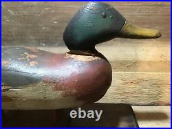 Antique vintage old wooden working Early Dodge Mallard duck decoy
