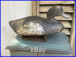 Antique vintage old wooden working Early Long Island Bluebill duck decoy