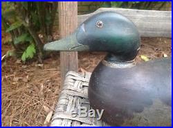 Antique vintage old wooden working Mason Premier Mallard duck decoy
