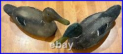 Authentic Wood Carved Duck Decoys Set Of Two From Estate