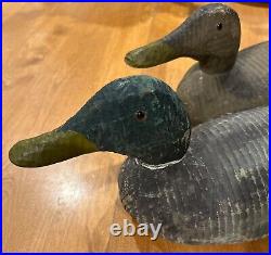 Authentic Wood Carved Duck Decoys Set Of Two From Estate