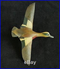 Beautiful Antique Carved Wood Drake Baldpate Duck Signed George W Reinbold