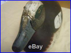 Beautiful Vintage Wood Duck Decoy Keel Glass Eyes