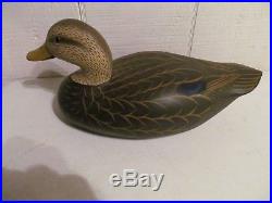 Black Duck Full Size Wood Decoy by Bill Schauber of Chestertown, Md Signed 2015