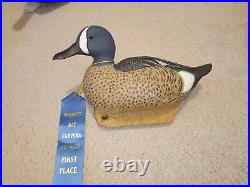 Blue Winged Teal By Master Carver Tom Serwell Blue Ribbon Winning Duck Decoy