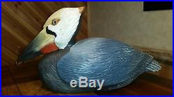 Brown pelican woodcarving, duck decoy, confidence decoy, Casey Edwards