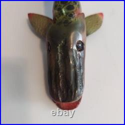 Bud Stewart Hand Made 11 inch Dark Ice House Spearfish Decoy Made In Michigan