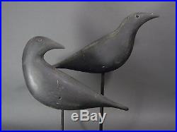 CA 1940's LARGE CROW DECOYS ILLINOIS RIVER- MICHIGAN HND CARVED-GLASS EYES 16