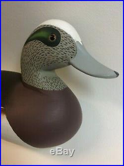 CHARLIE JOINER, Signed Duck Decoy AMERICAN WIGEON DRAKE Full Size Solid Wood