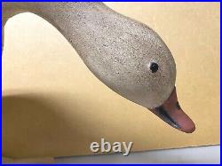 Carved Goose Duck Decoy by Ken Kirby, Signed & Stamped, Glass Eyes, Hollow