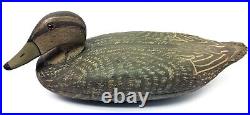 Carved Painted Gray & Black Wood Wooden Decorative Duck Decoy Plastic Eyes