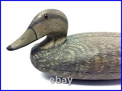 Carved Painted Gray & Black Wood Wooden Decorative Duck Decoy Plastic Eyes