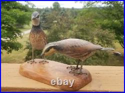 Carved Wooden Bird Folk Art QUAIL hunting decoy Pair Mini