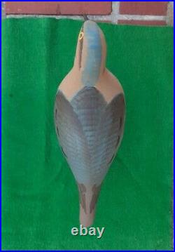Carved Wooden Dove or Pigeon Decoy Bird Duck Signed Capt Harry Jobes