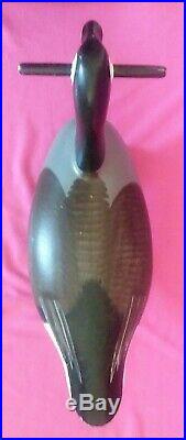 Carved Wooden Goose Hunting Duck Decoy with Wheels Signed Jim Pierce 1992