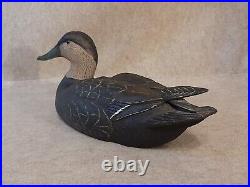 Carved Wooden Hunting Black Duck Decoy signed Doug Gibson Milford Delaware
