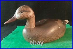 Carved Wooden Hunting Gadwall or Black Duck Decoy by Ken Harris New York