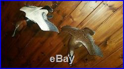 Carved flying canvasback duck pair, duck decoy, fish decoy, Casey Edwards
