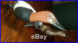 Carved flying canvasback duck pair, duck decoy, fish decoy, Casey Edwards