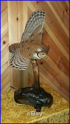 Casey Edwards screech owl, duck decoy, fish decoy, owl decoy, flying carved owl