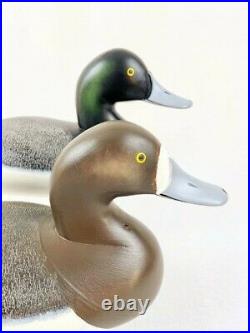 Charlie Joiner Bluebill Duck Decoy Pair Wood Chestertown Maryland Goose
