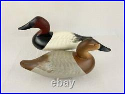 Charlie Joiner Canvasback Duck Decoy Pair Wood Chestertown Maryland Goose