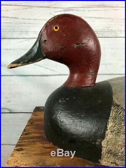 Clayton Para Drake Redhead Duck Decoy, Exceptional Paint & Very Rare Trenton, On
