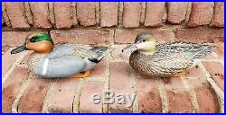 Dan Brown Duck Decoys 1992 Collector Series Greenwing Teal Pair Male/Female NICE