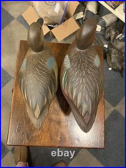 Darkfeather Freedman Excellent Original Pair Cinnamon Teal Duck Decoys Vintage