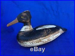 Decoy Duck Early 1900's Wood With Glass Eyes