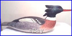 Delbert CIGAR Daisey Signed Hunting Decoy Male Red Breasted Merganser