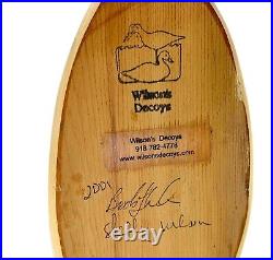 Duck Decoy Hand Carved Wood Signed Wilson 2001 Vintage Decor
