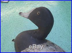 Duck Decoy Old Wooden Working Bluebill Drake L D Carved Lem Lee Dudley Style
