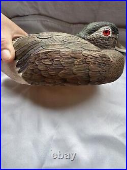 Duck Decoy Vintage 1988 Hand Carved & Painted