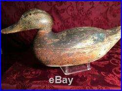 Duck decoy Mason mallard hen orig pt great bill carving check in side