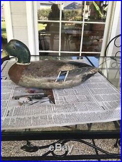 Duck decoy wood possibly illinois river antique