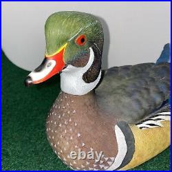 Ducks Unlimited Stamp Drake Wood Duck Decoy Vintage Euc 12 Big Rare Style