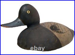 Early 20th C Greater Scaup (bluebill) American Folk Art Hnd Crvd/pntd Duck Decoy
