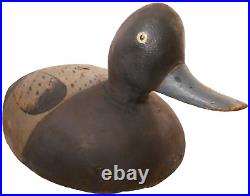 Early 20th C Greater Scaup (bluebill) American Folk Art Hnd Crvd/pntd Duck Decoy