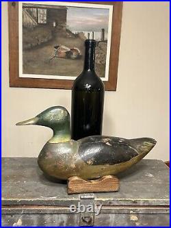 Early 20th Century Louisiana Mallard Duck Decoy with Lead Weight. Unknown Carver