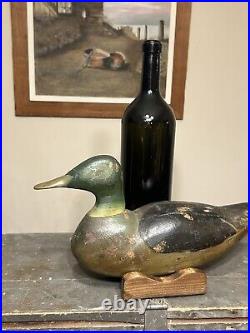 Early 20th Century Louisiana Mallard Duck Decoy with Lead Weight. Unknown Carver