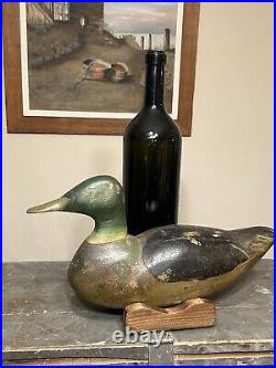 Early 20th Century Louisiana Mallard Duck Decoy with Lead Weight. Unknown Carver