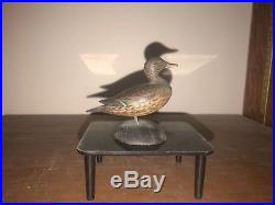 Early small Elmer Crowell miniature duck decoy