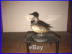 Early small Elmer Crowell miniature duck decoy