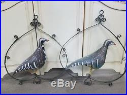 Extremely RARE pair of early 1800s primitive tin chukar, pheasant or duck decoys