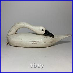 F&S Duck Decoy Large 17 White Swan or Goose Decoy Hand Carved Wood