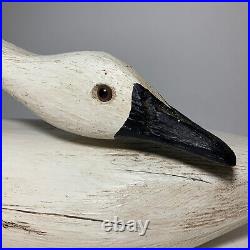 F&S Duck Decoy Large 17 White Swan or Goose Decoy Hand Carved Wood