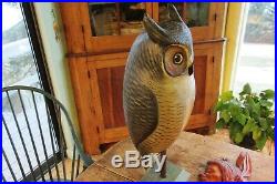 Fine Carving Life Size Great Horned Owl Decoy M Borrett